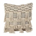 Saro Lifestyle SARO 6454.I18S 18 in. Square Moroccan Wedding Blanket Style Design Fringe Cotton Down Filled Throw Pillow  Natural 6454.I18S